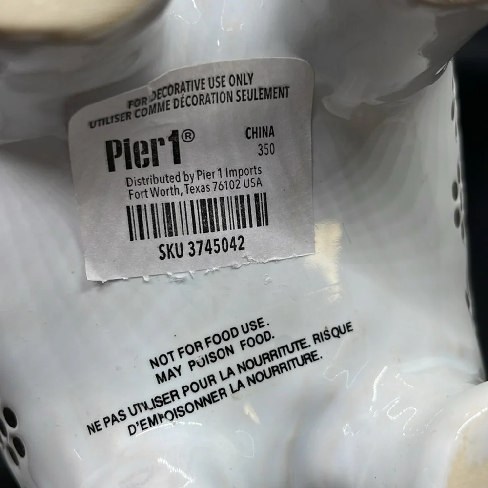 NWT Pier 1 White Ceramic Llama Planter Decorative Trinket Holder 8”